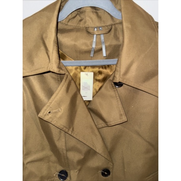 Anthropologie Trench Jacket Women's Size Large Cropped Coat Moss Khaki Boxy - Picture 3 of 10